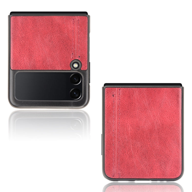 For Samsung Galaxy Z Flip3 5G Shockproof Sewing Cow Pattern Skin PC + PU + TPU Case