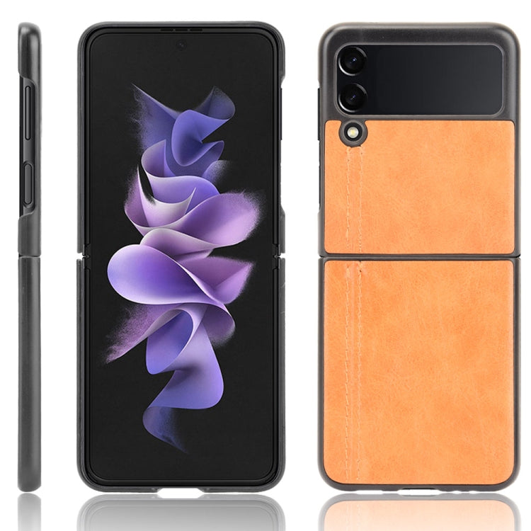For Samsung Galaxy Z Flip3 5G Shockproof Sewing Cow Pattern Skin PC + PU + TPU Case