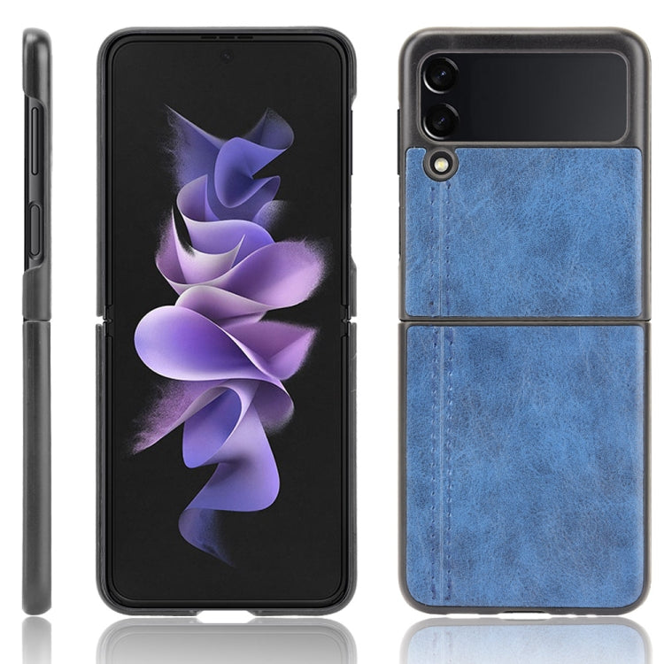 For Samsung Galaxy Z Flip3 5G Shockproof Sewing Cow Pattern Skin PC + PU + TPU Case