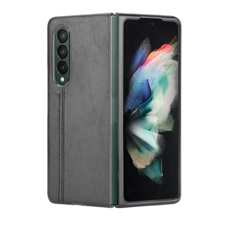 For Samsung Galaxy Z Fold3 5G Shockproof Sewing Cow Pattern Skin PC + PU + TPU Case