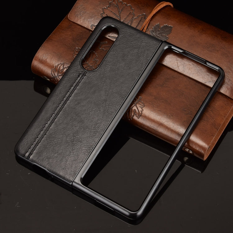 For Samsung Galaxy Z Fold3 5G Shockproof Sewing Cow Pattern Skin PC + PU + TPU Case
