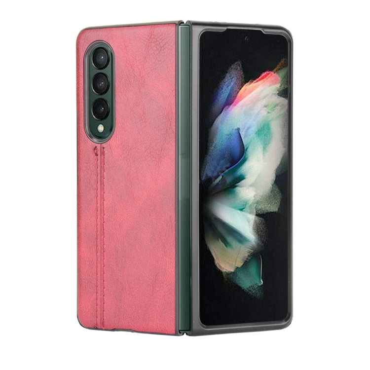 For Samsung Galaxy Z Fold3 5G Shockproof Sewing Cow Pattern Skin PC + PU + TPU Case
