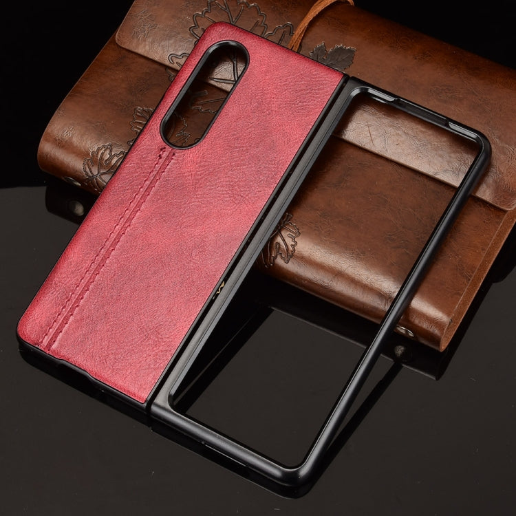 For Samsung Galaxy Z Fold3 5G Shockproof Sewing Cow Pattern Skin PC + PU + TPU Case