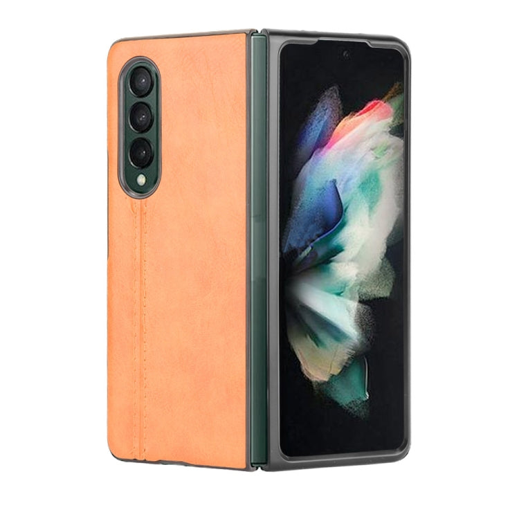 For Samsung Galaxy Z Fold3 5G Shockproof Sewing Cow Pattern Skin PC + PU + TPU Case