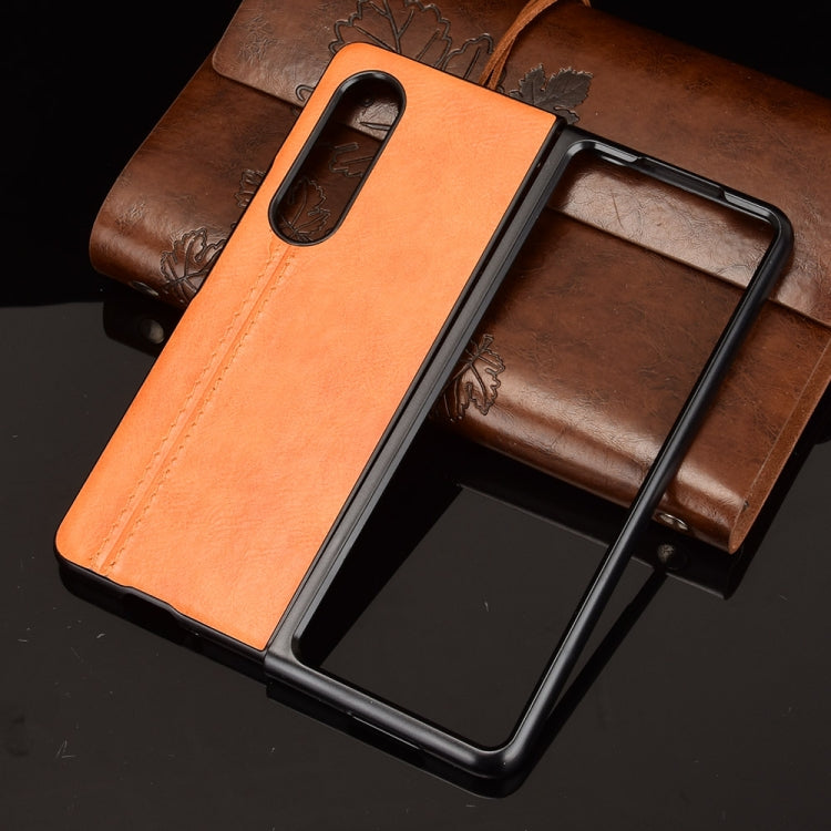 For Samsung Galaxy Z Fold3 5G Shockproof Sewing Cow Pattern Skin PC + PU + TPU Case