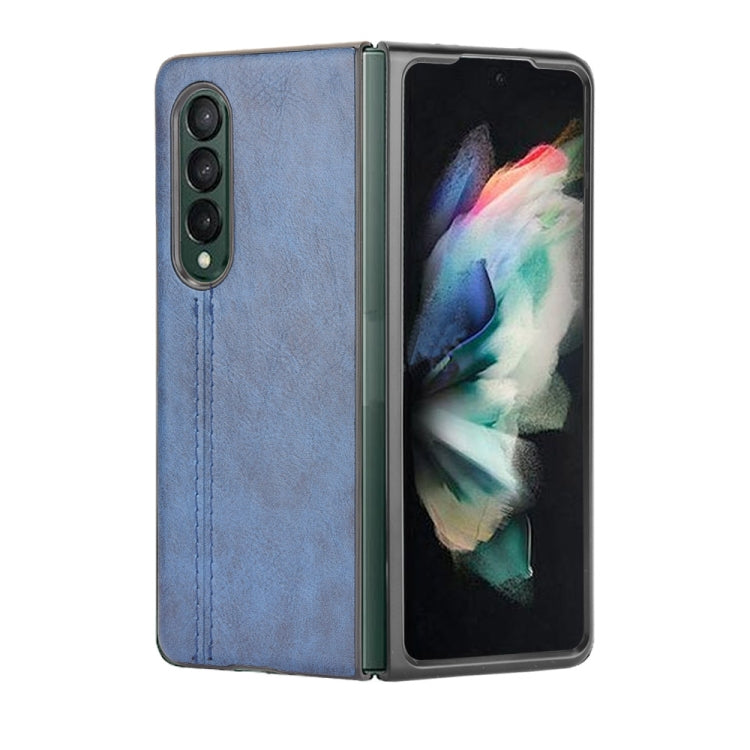 For Samsung Galaxy Z Fold3 5G Shockproof Sewing Cow Pattern Skin PC + PU + TPU Case