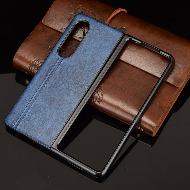 For Samsung Galaxy Z Fold3 5G Shockproof Sewing Cow Pattern Skin PC + PU + TPU Case