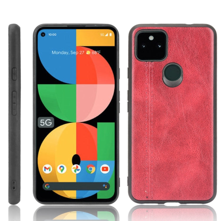 For Google Pixel 5a 5G Shockproof Sewing Cow Pattern Skin PC + PU + TPU Case