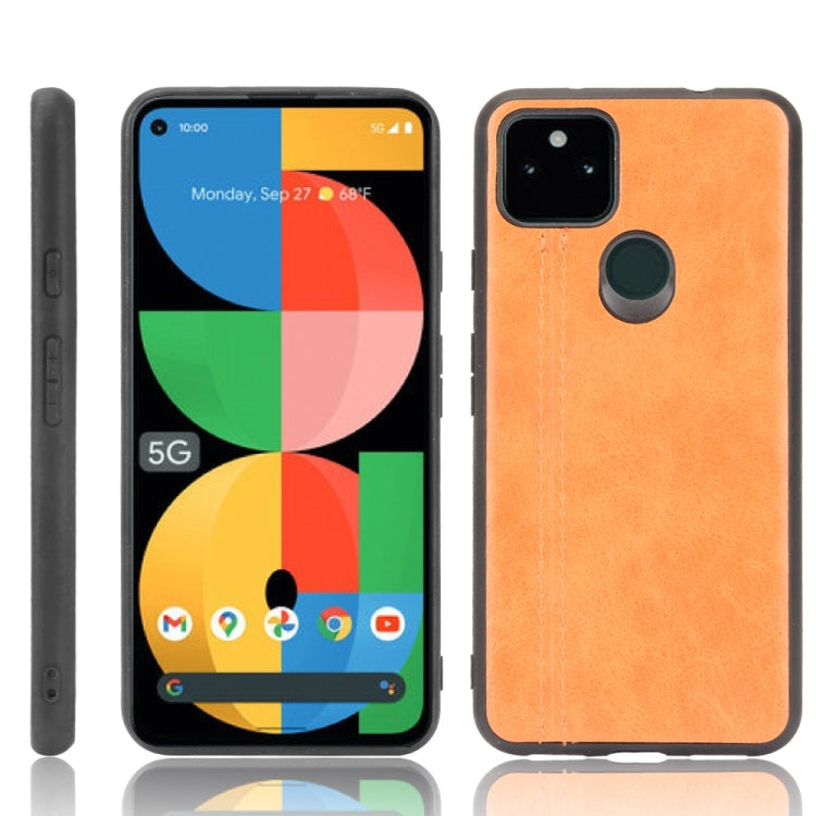 For Google Pixel 5a 5G Shockproof Sewing Cow Pattern Skin PC + PU + TPU Case