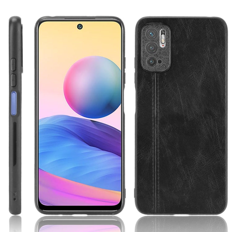 For Xiaomi Redmi Note 10T 5G / Note 10 5G Shockproof Sewing Cow Pattern Skin PC + PU + TPU Case