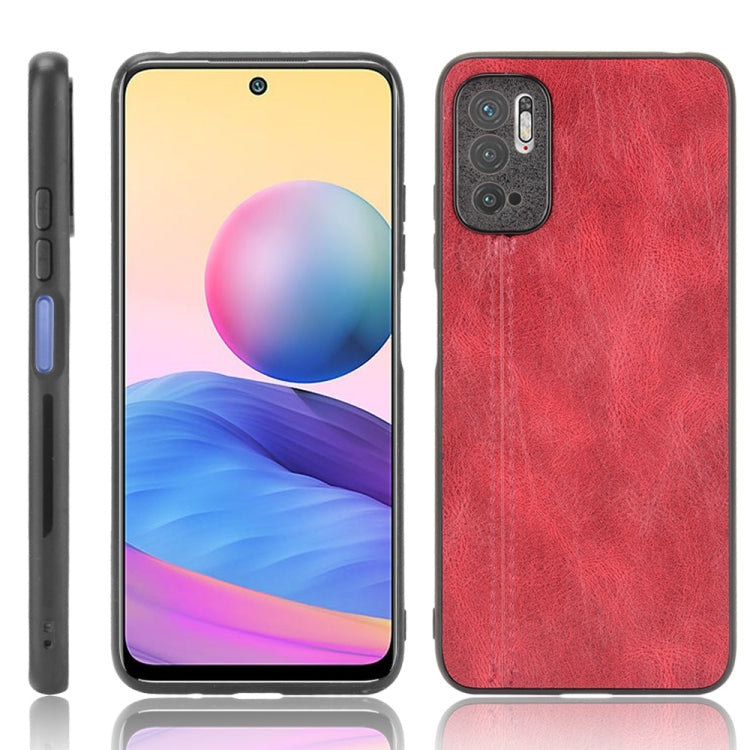 For Xiaomi Redmi Note 10T 5G / Note 10 5G Shockproof Sewing Cow Pattern Skin PC + PU + TPU Case
