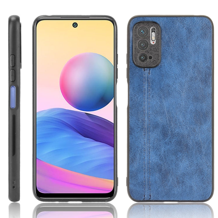 For Xiaomi Redmi Note 10T 5G / Note 10 5G Shockproof Sewing Cow Pattern Skin PC + PU + TPU Case