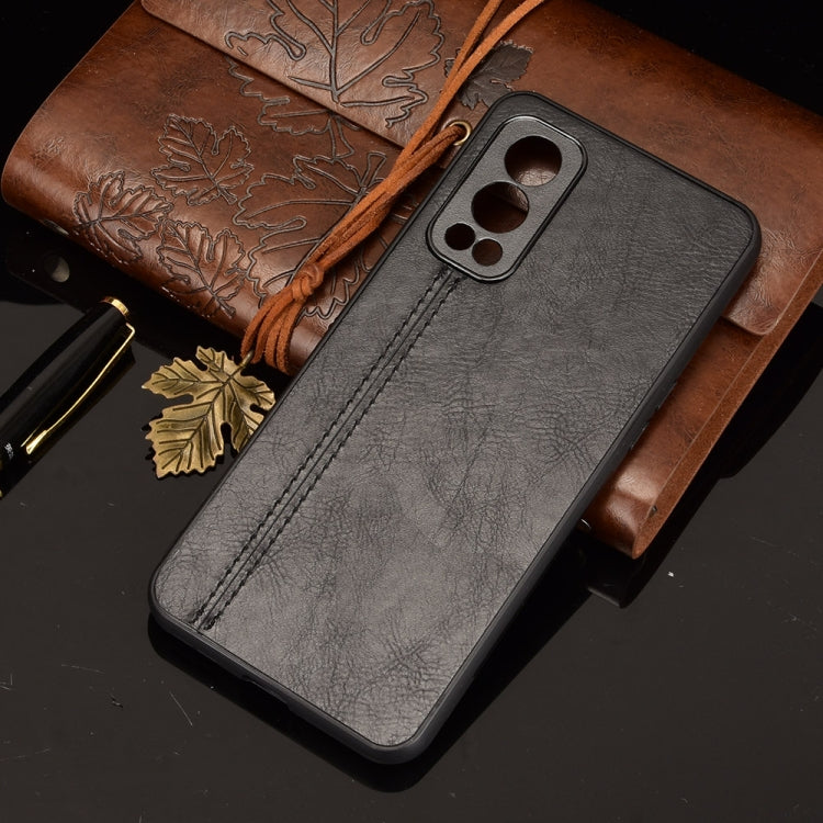 For OnePlus Nord 2 5G Shockproof Sewing Cow Pattern Skin PC + PU + TPU Case