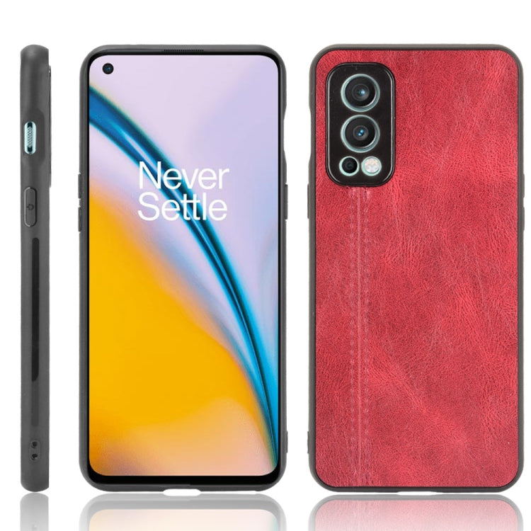 For OnePlus Nord 2 5G Shockproof Sewing Cow Pattern Skin PC + PU + TPU Case