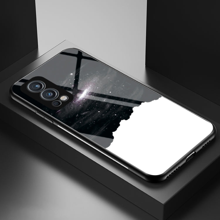 For OnePlus Nord 2 5G Starry Sky Painted Tempered Glass TPU Shockproof Protective Case