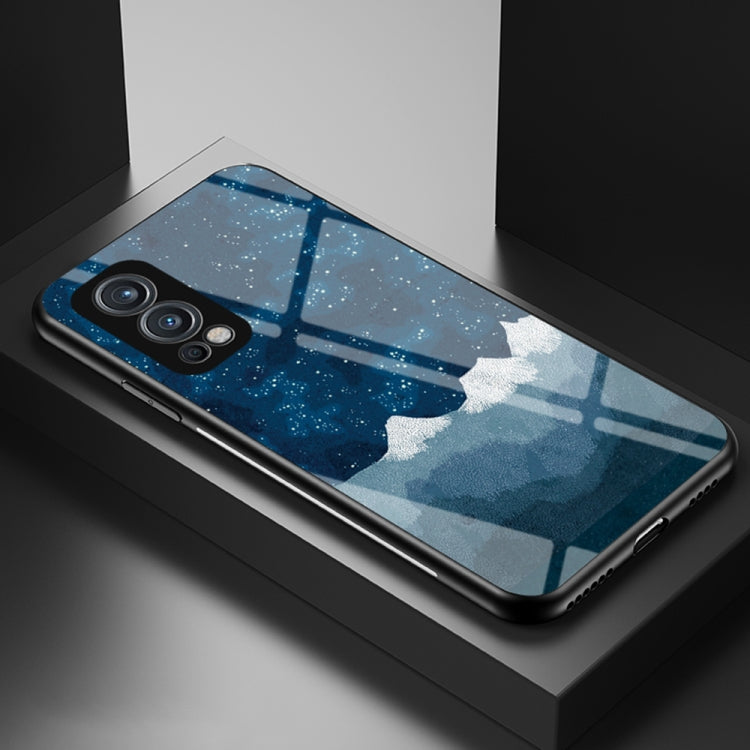 For OnePlus Nord 2 5G Starry Sky Painted Tempered Glass TPU Shockproof Protective Case