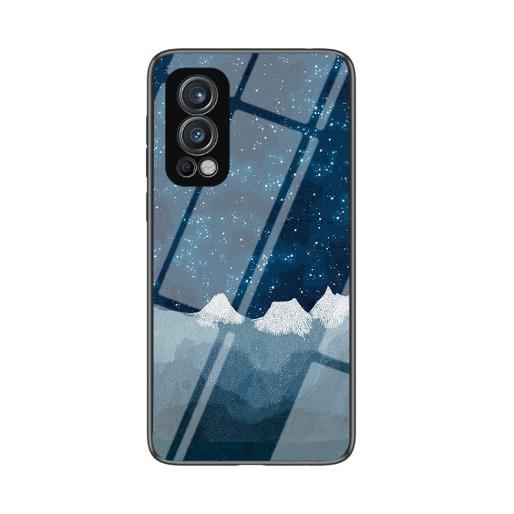 For OnePlus Nord 2 5G Starry Sky Painted Tempered Glass TPU Shockproof Protective Case