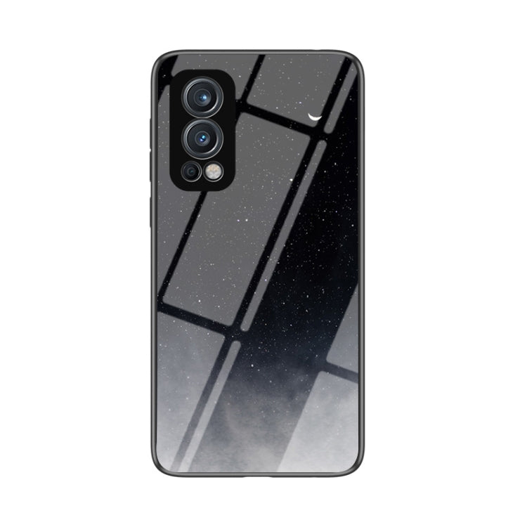 For OnePlus Nord 2 5G Starry Sky Painted Tempered Glass TPU Shockproof Protective Case