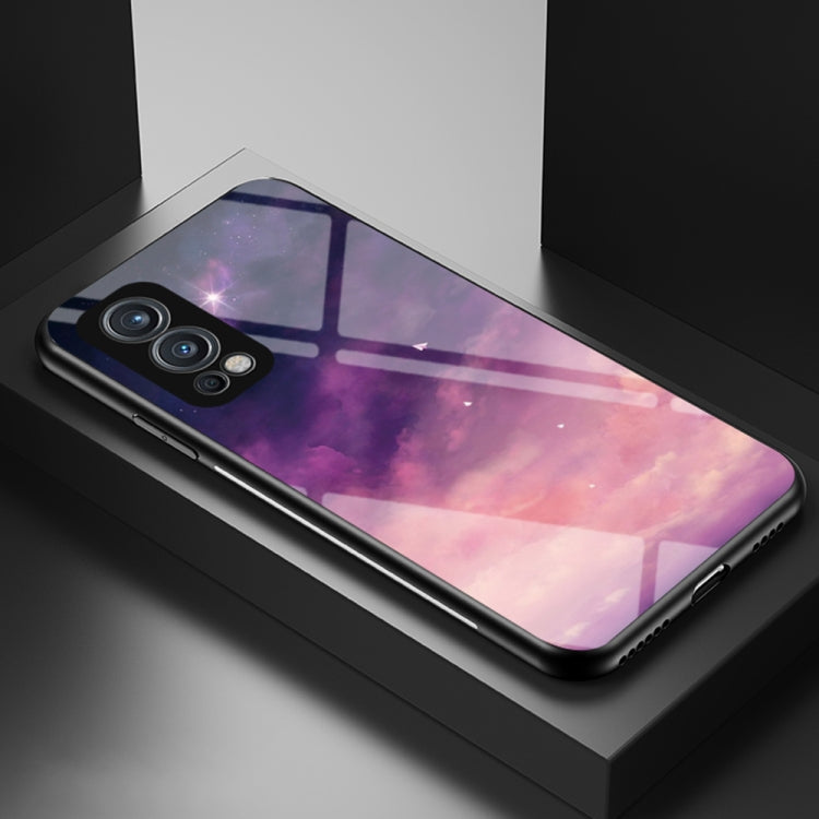 For OnePlus Nord 2 5G Starry Sky Painted Tempered Glass TPU Shockproof Protective Case
