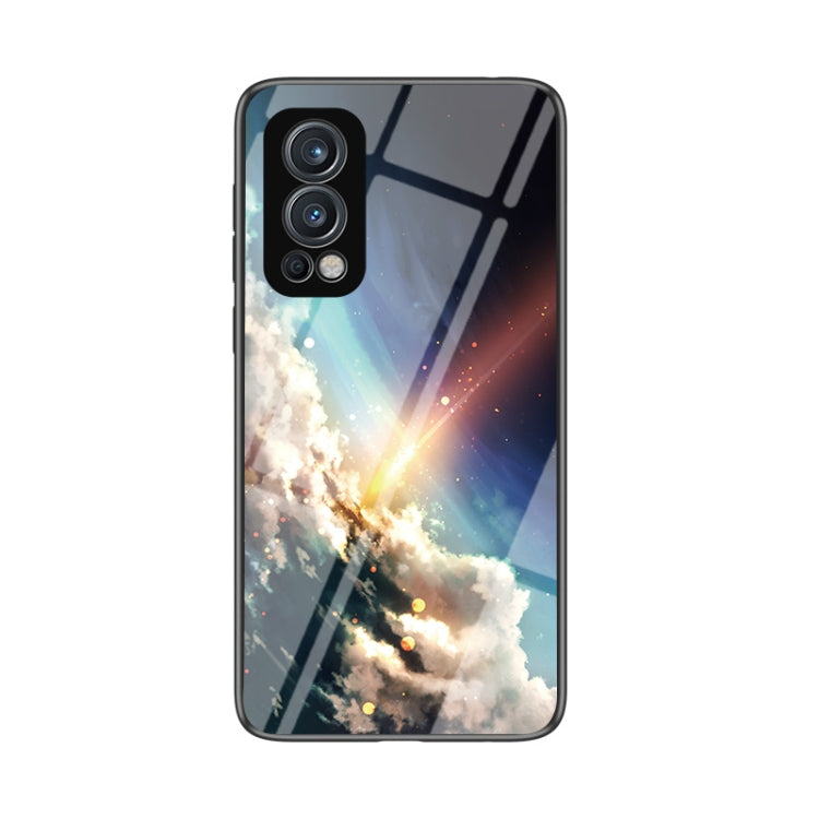 For OnePlus Nord 2 5G Starry Sky Painted Tempered Glass TPU Shockproof Protective Case