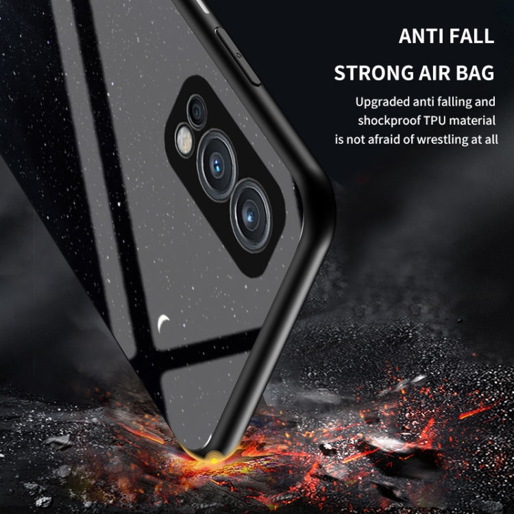 For OnePlus Nord 2 5G Starry Sky Painted Tempered Glass TPU Shockproof Protective Case