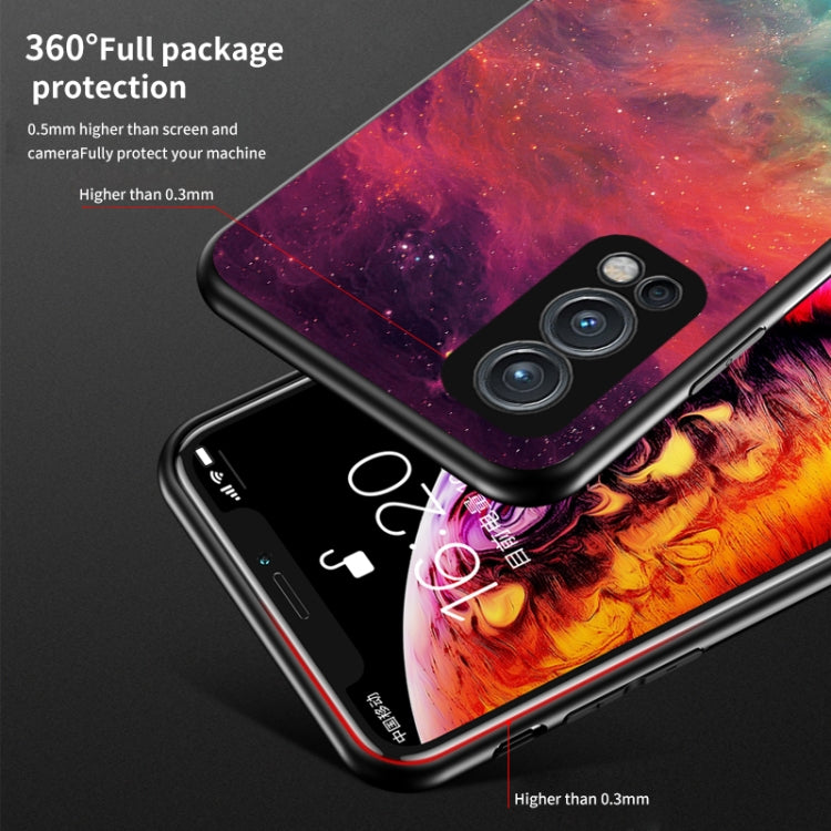 For OnePlus Nord 2 5G Starry Sky Painted Tempered Glass TPU Shockproof Protective Case