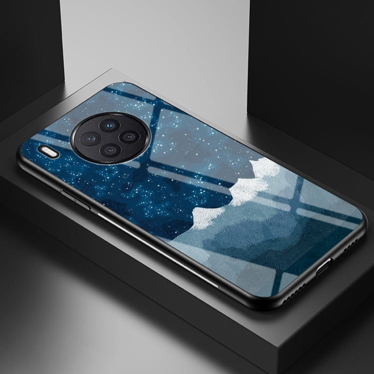 For Huawei Nova 8i Starry Sky Painted Tempered Glass TPU Shockproof Protective Case