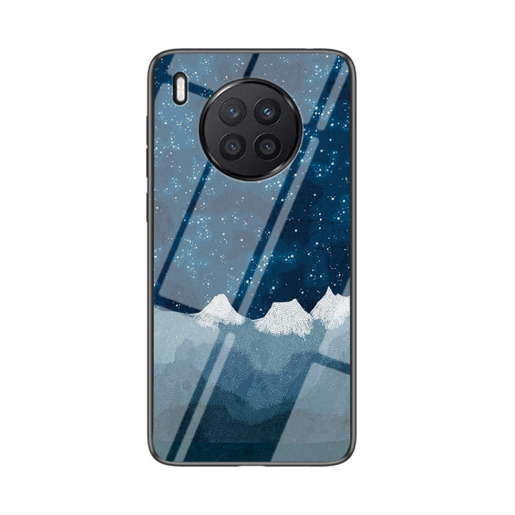 For Huawei Nova 8i Starry Sky Painted Tempered Glass TPU Shockproof Protective Case