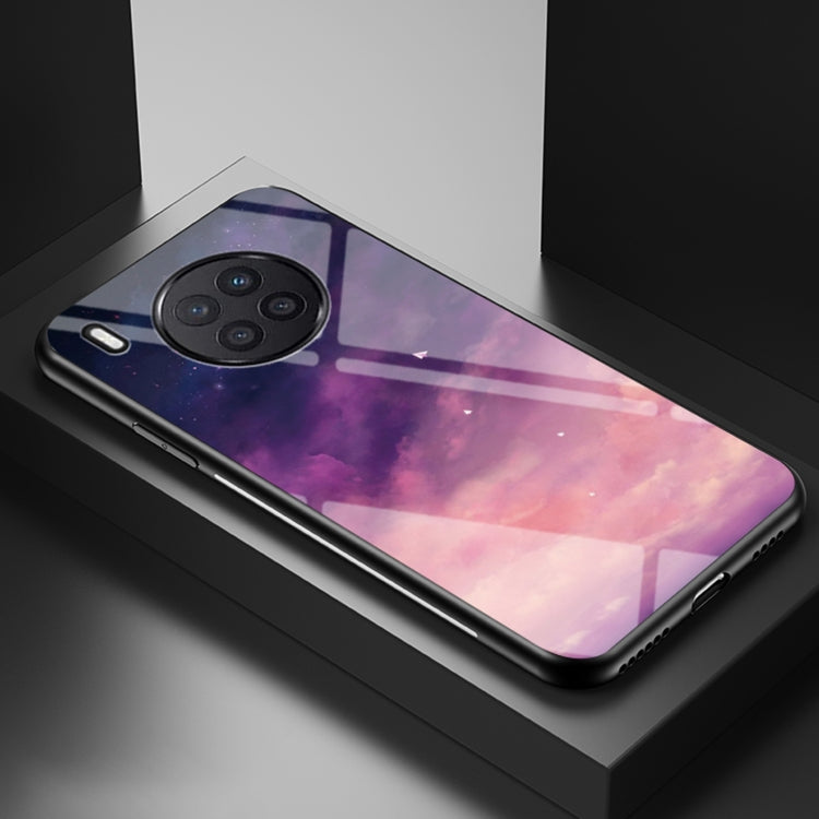 For Huawei Nova 8i Starry Sky Painted Tempered Glass TPU Shockproof Protective Case