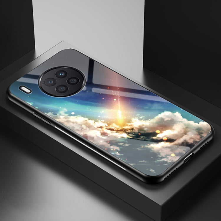 For Huawei Nova 8i Starry Sky Painted Tempered Glass TPU Shockproof Protective Case