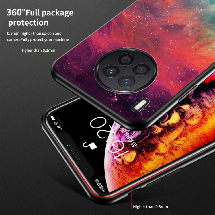 For Huawei Nova 8i Starry Sky Painted Tempered Glass TPU Shockproof Protective Case
