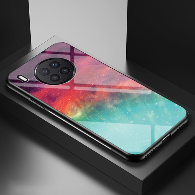 For Huawei Nova 8i Starry Sky Painted Tempered Glass TPU Shockproof Protective Case