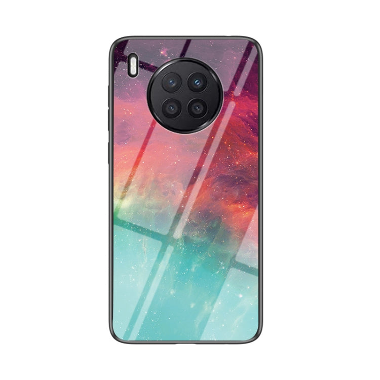 For Huawei Nova 8i Starry Sky Painted Tempered Glass TPU Shockproof Protective Case