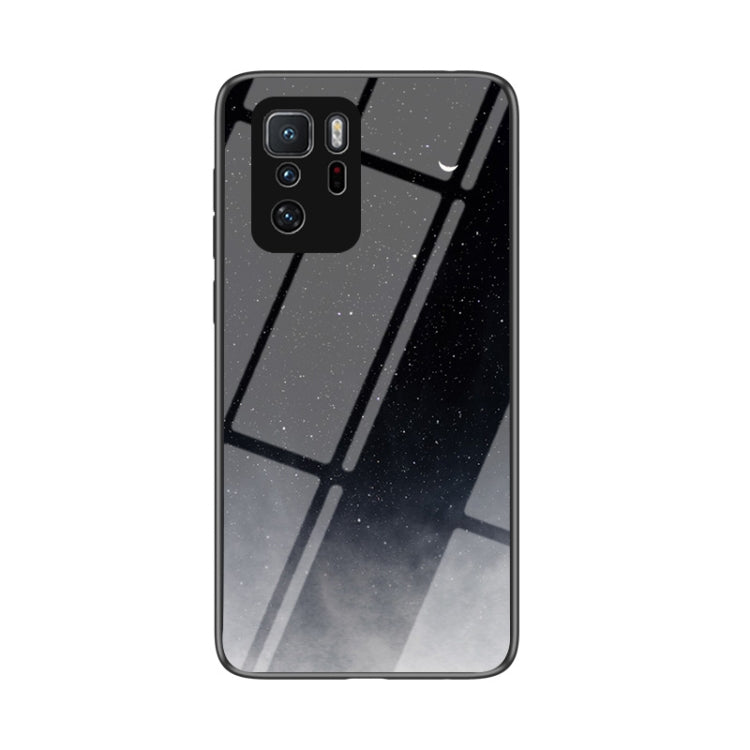 For Xiaomi Redmi Note 10 Pro 5G Starry Sky Painted Tempered Glass TPU Shockproof Protective Case