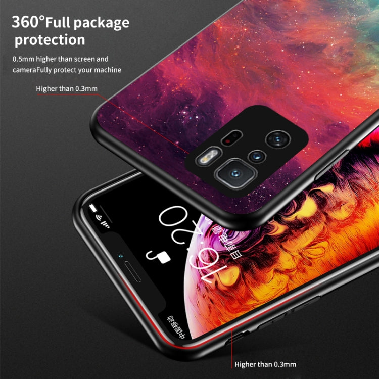 For Xiaomi Redmi Note 10 Pro 5G Starry Sky Painted Tempered Glass TPU Shockproof Protective Case