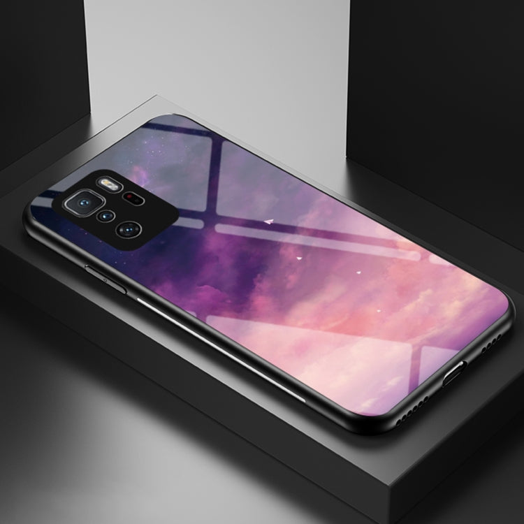 For Xiaomi Redmi Note 10 Pro 5G Starry Sky Painted Tempered Glass TPU Shockproof Protective Case