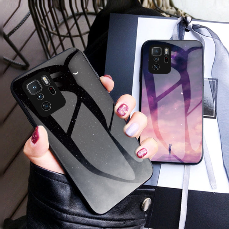 For Xiaomi Redmi Note 10 Pro 5G Starry Sky Painted Tempered Glass TPU Shockproof Protective Case