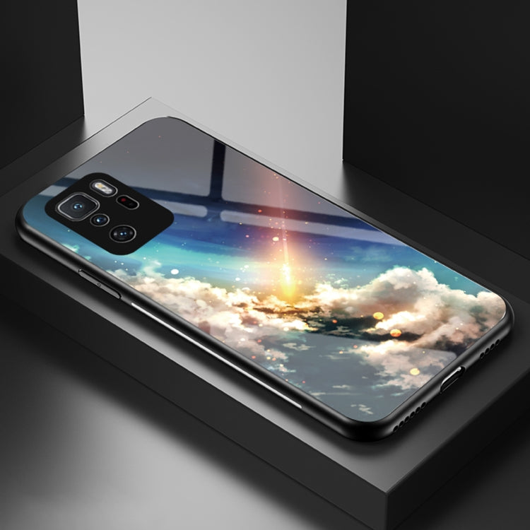 For Xiaomi Poco X3 GT Starry Sky Painted Tempered Glass TPU Shockproof Protective Case