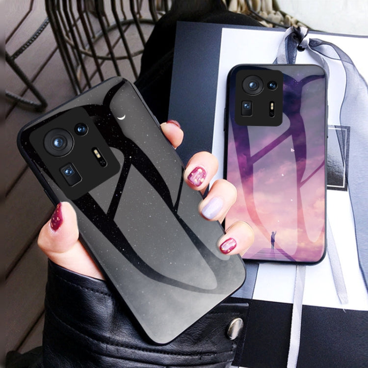 For Xiaomi Mi Mix 4 Starry Sky Painted Tempered Glass TPU Shockproof Protective Case