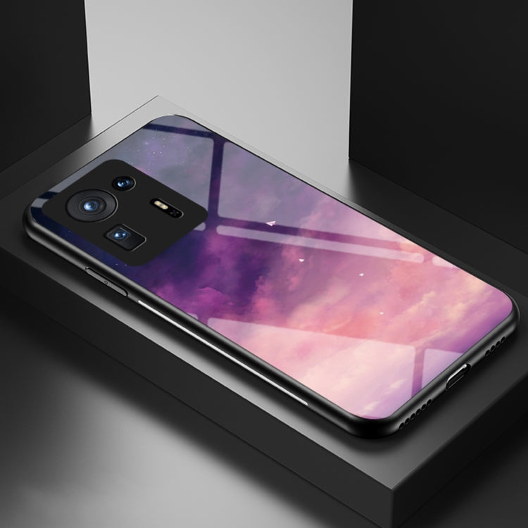 For Xiaomi Mi Mix 4 Starry Sky Painted Tempered Glass TPU Shockproof Protective Case
