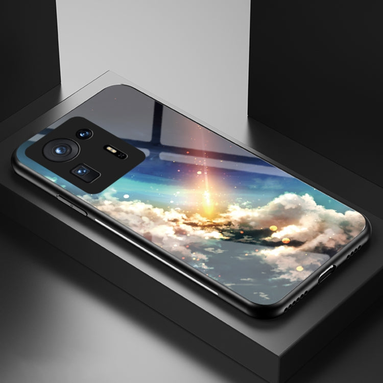 For Xiaomi Mi Mix 4 Starry Sky Painted Tempered Glass TPU Shockproof Protective Case
