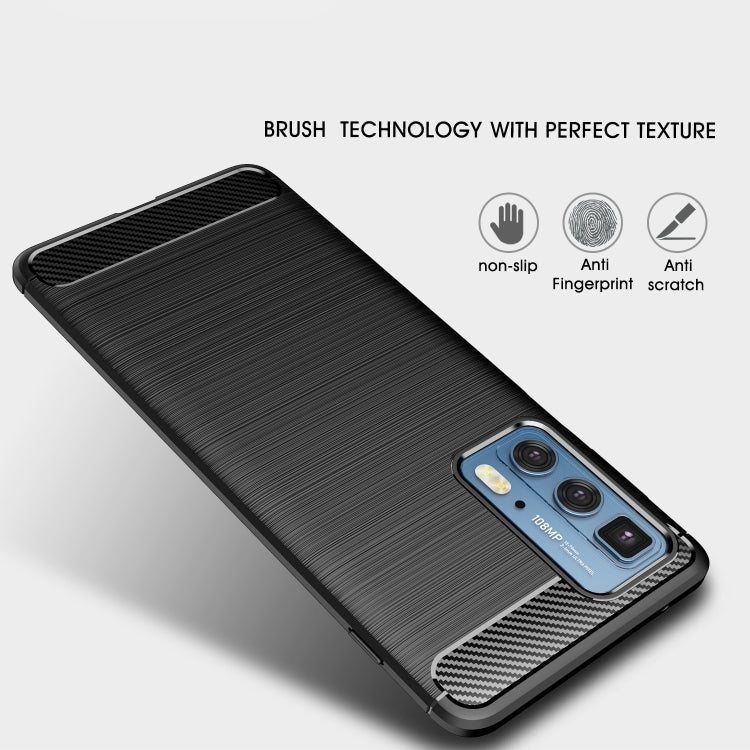 For Motorola Moto Edge 20 Pro Brushed Texture Carbon Fiber TPU Case