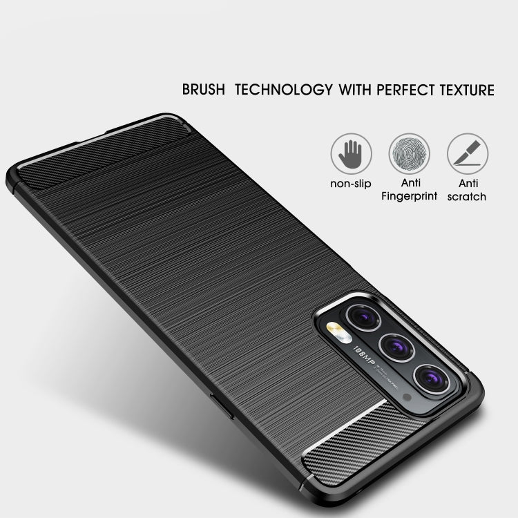 For Motorola Moto Edge 20 Brushed Texture Carbon Fiber TPU Case