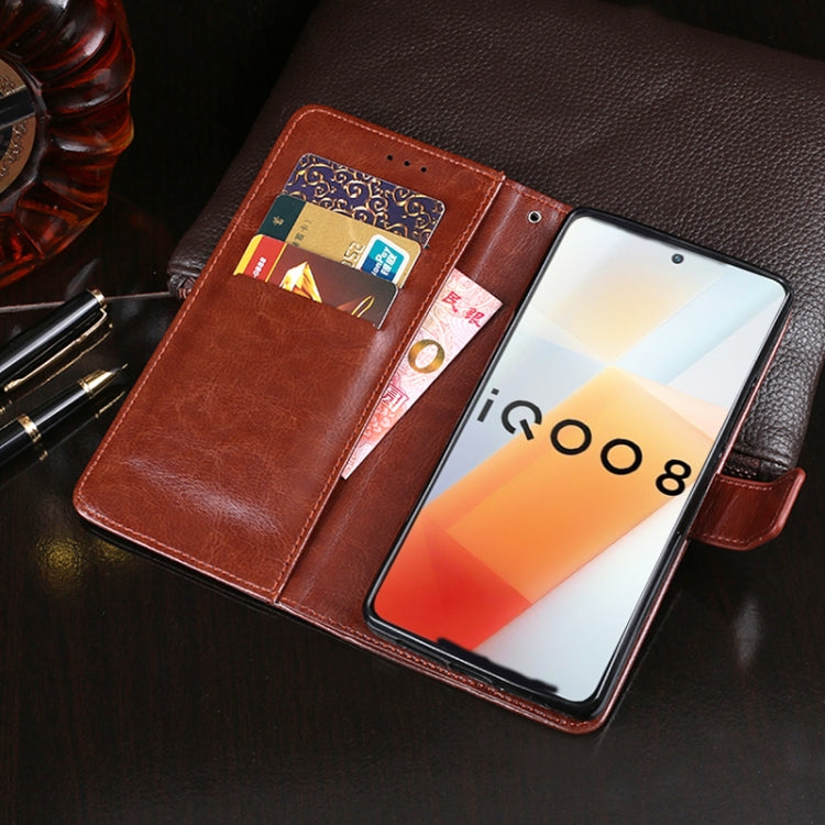 idewei Crazy Horse Texture Horizontal Flip Leather Case with Holder & Card Slots & Wallet For vivo iQOO 8