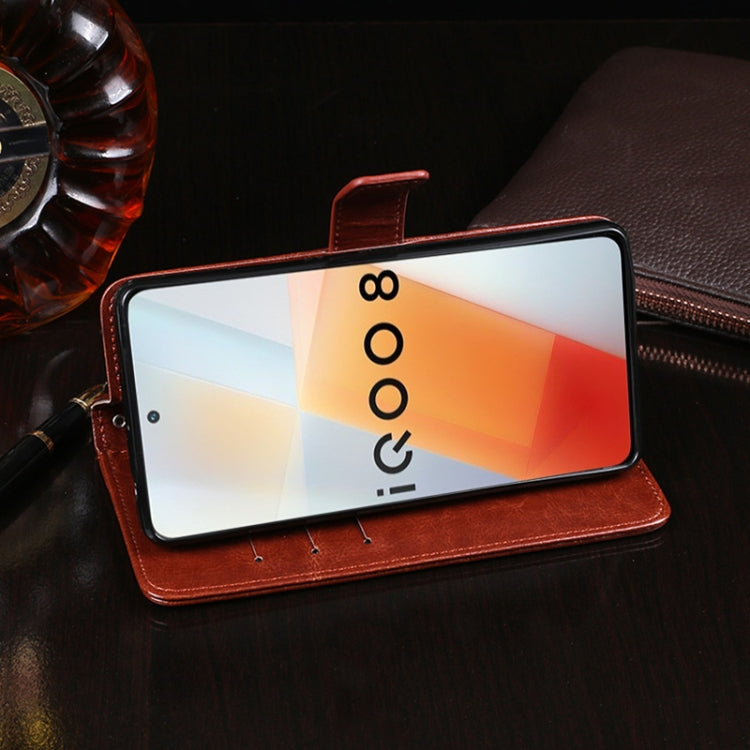 idewei Crazy Horse Texture Horizontal Flip Leather Case with Holder & Card Slots & Wallet For vivo iQOO 8