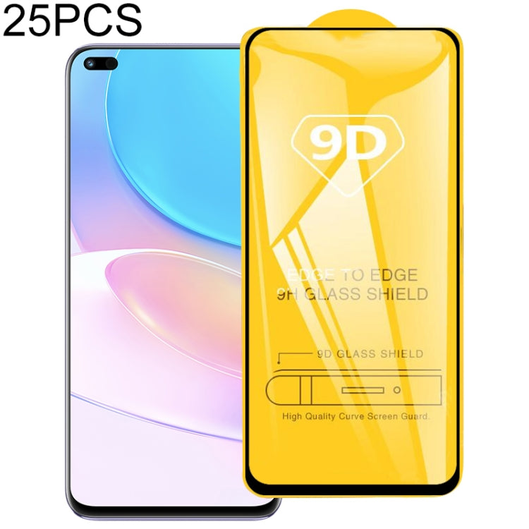 For Huawei nova 8i 25 PCS 9D Full Glue Full Screen Tempered Glass Film