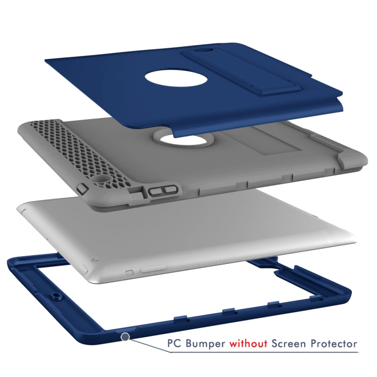 3 in 1 Honeycomb Silicone + PC Shockproof Protective Case with Holder For iPad 4 / 3 / 2