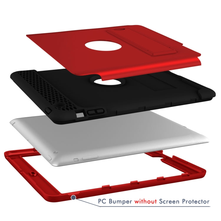 3 in 1 Honeycomb Silicone + PC Shockproof Protective Case with Holder For iPad 4 / 3 / 2