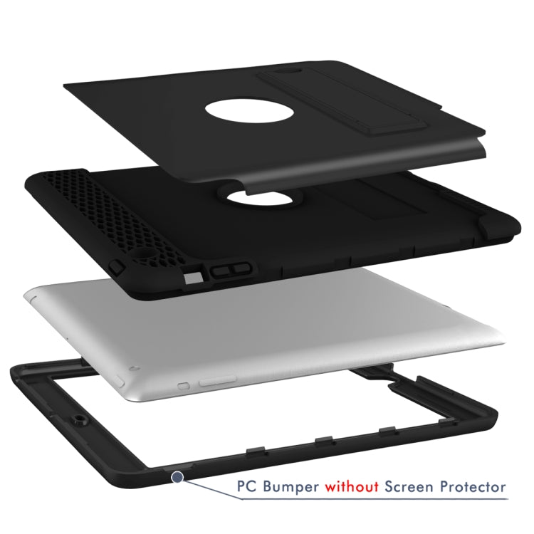 3 in 1 Honeycomb Silicone + PC Shockproof Protective Case with Holder For iPad 4 / 3 / 2