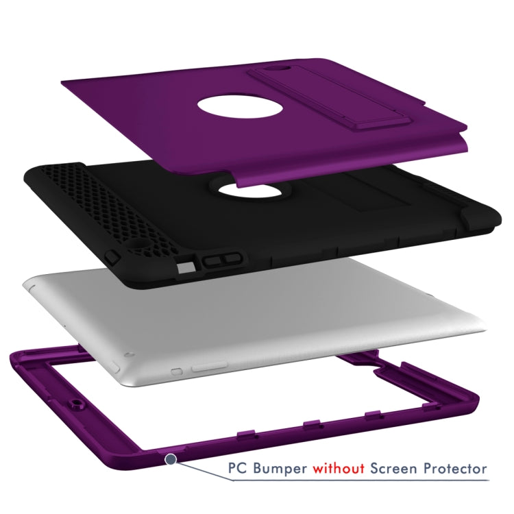 3 in 1 Honeycomb Silicone + PC Shockproof Protective Case with Holder For iPad 4 / 3 / 2
